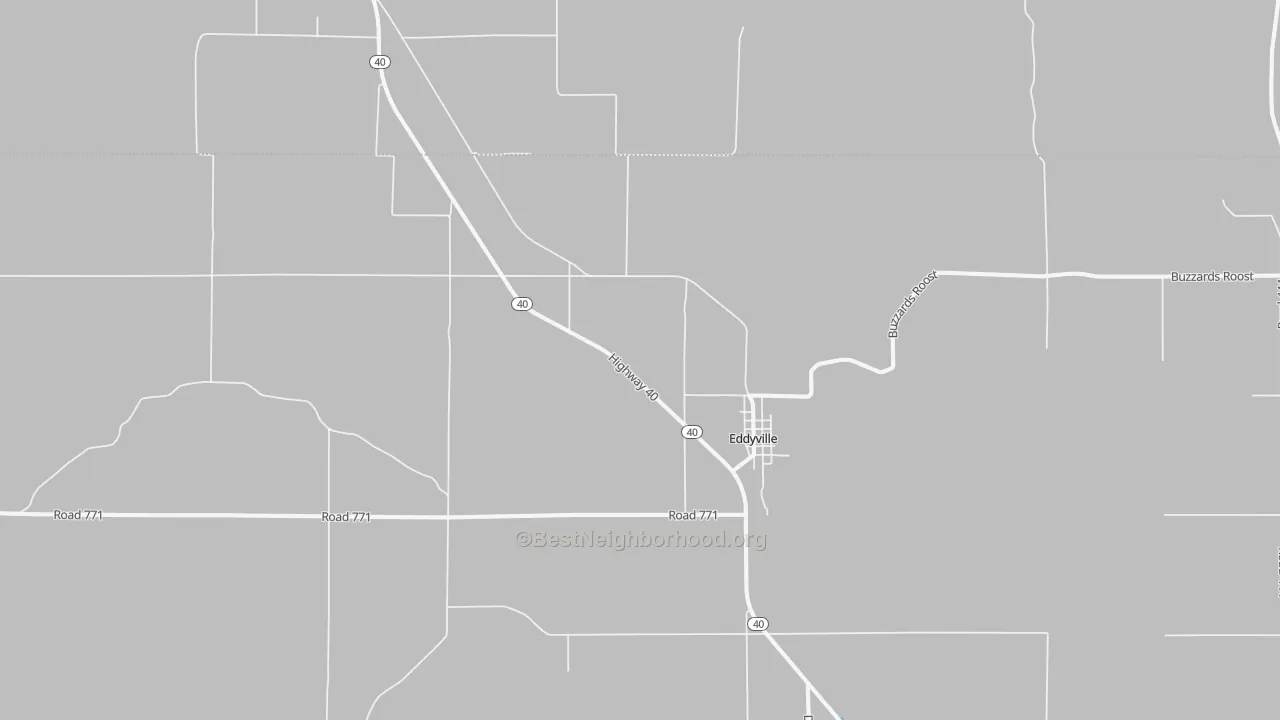 Walk Grade map of 68834, NE, walkable areas in green and car-dependent areas in red