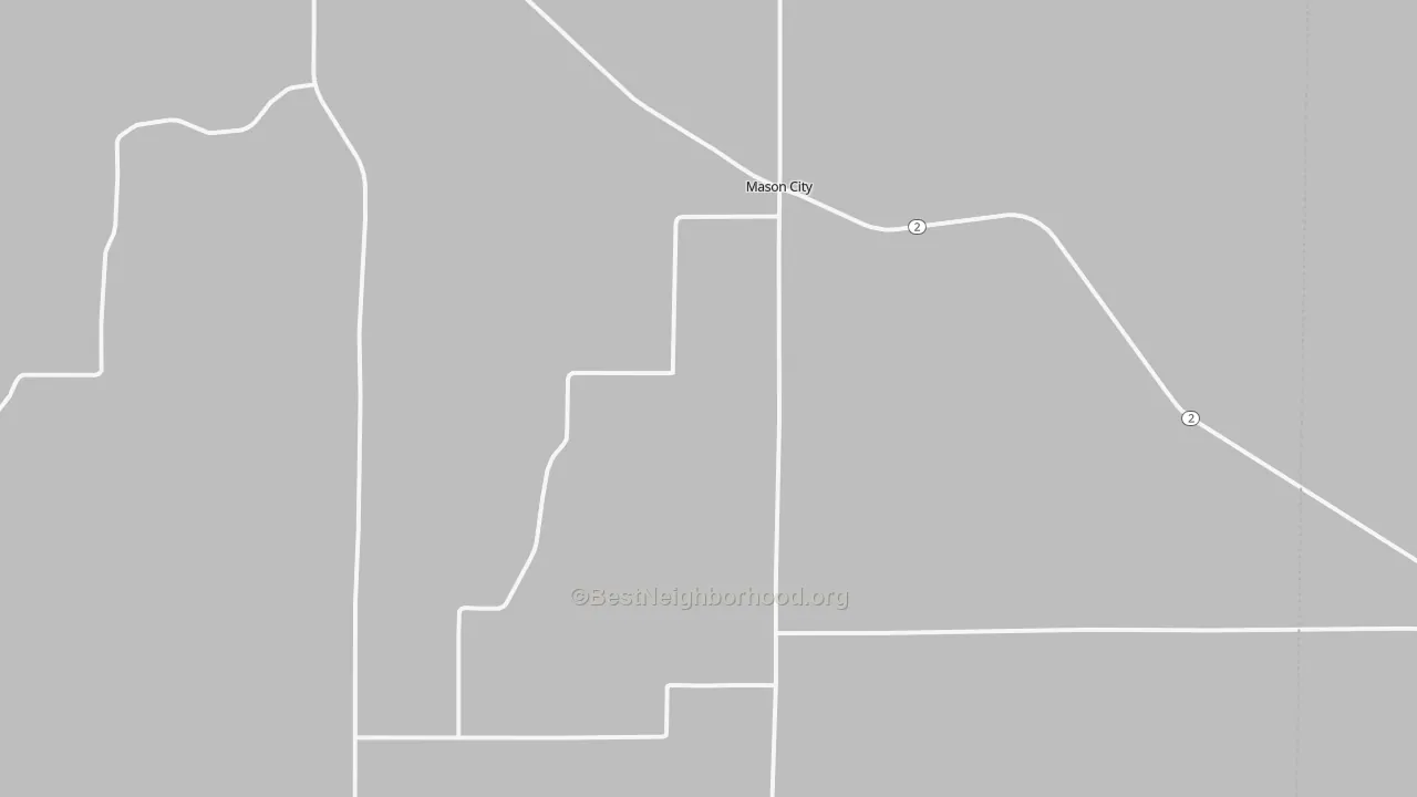 Walk Grade map of 68855, NE, walkable areas in green and car-dependent areas in red