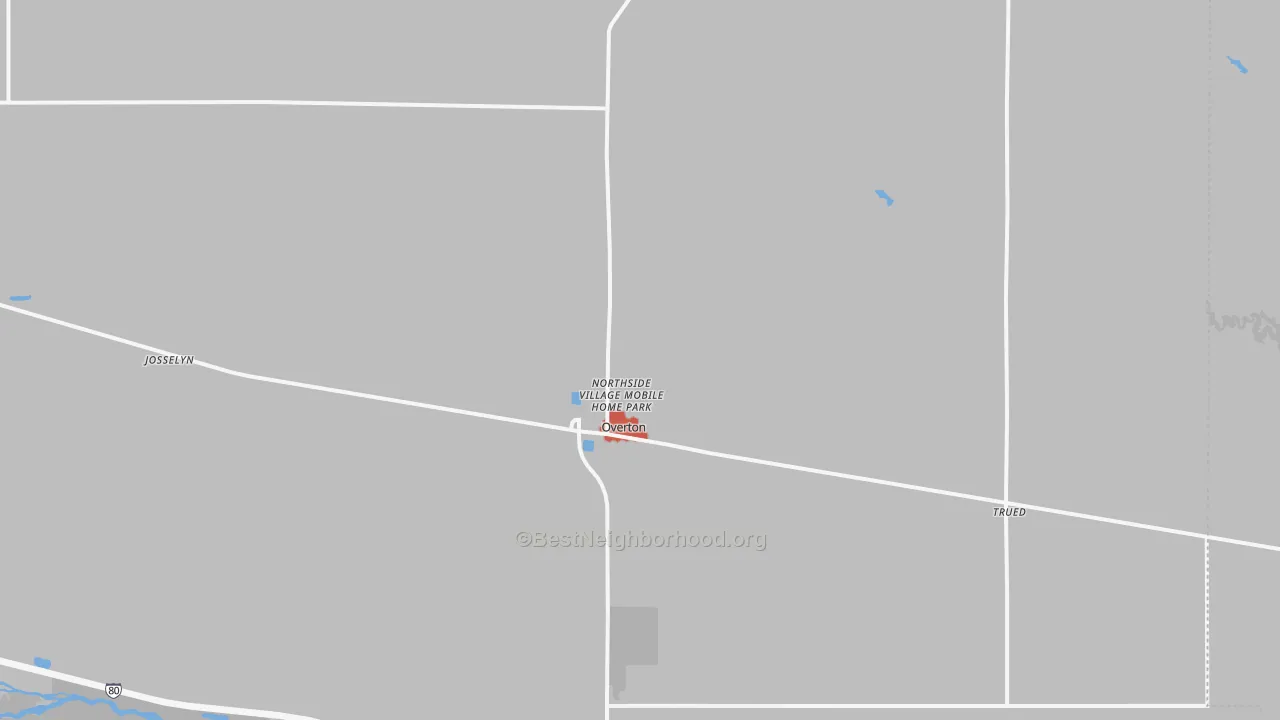 Walk Grade map of 68863, NE, walkable areas in green and car-dependent areas in red