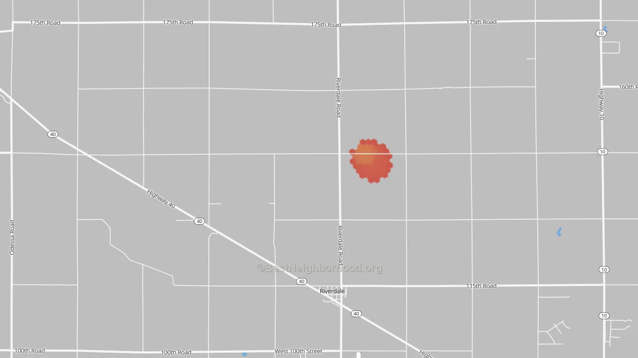 Walk Grade map of 68870, NE, walkable areas in green and car-dependent areas in red