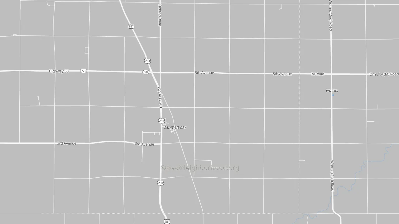 Walk Grade map of 68872, NE, walkable areas in green and car-dependent areas in red