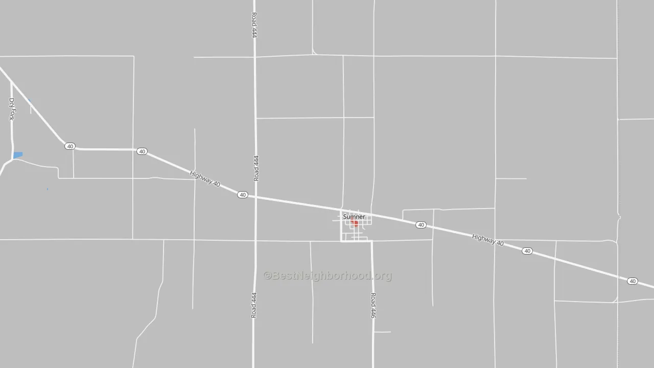 Walk Grade map of 68878, NE, walkable areas in green and car-dependent areas in red