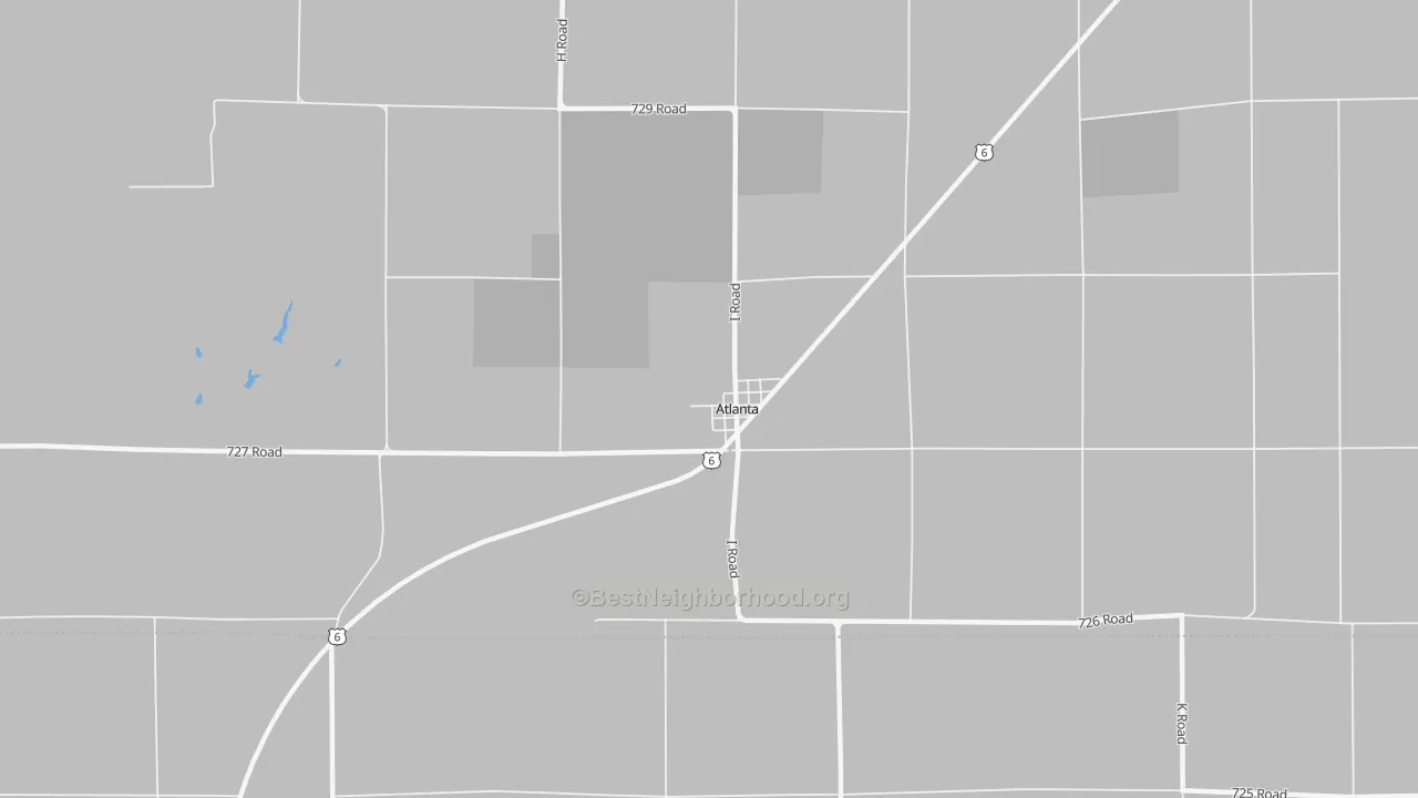 Walk Grade map of 68923, NE, walkable areas in green and car-dependent areas in red