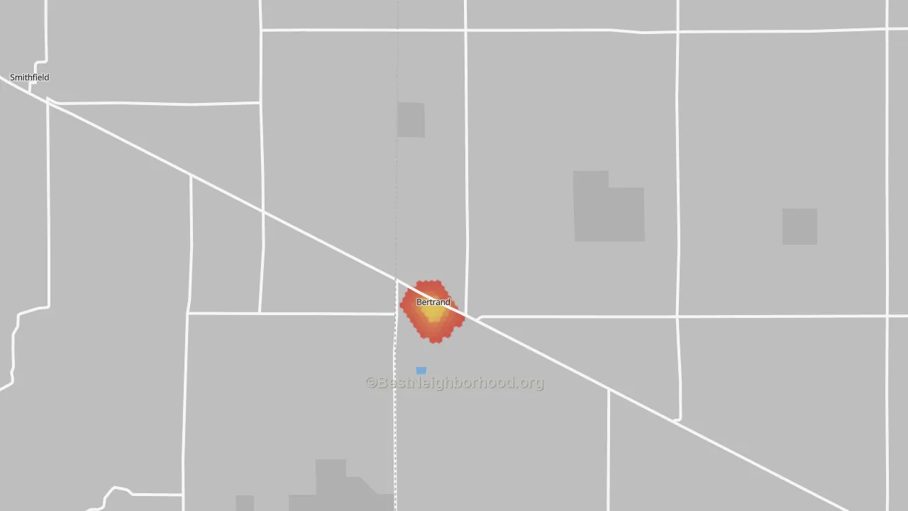 Walk Grade map of 68927, NE, walkable areas in green and car-dependent areas in red