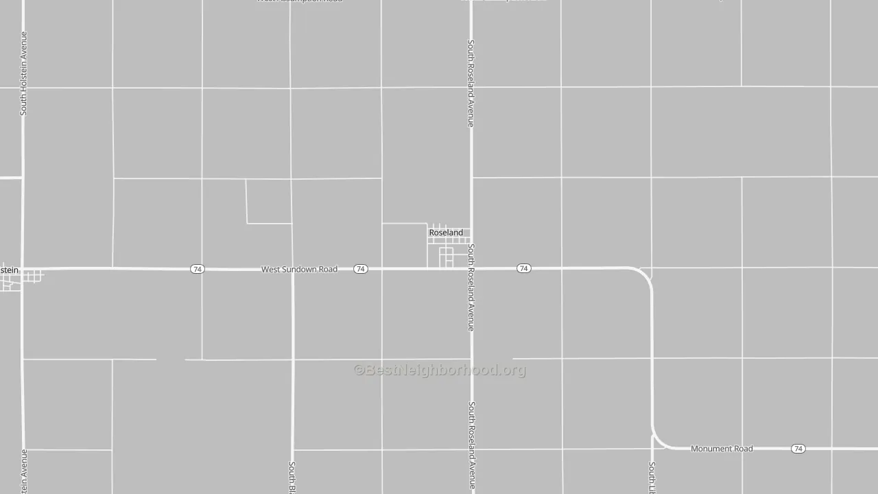Walk Grade map of 68973, NE, walkable areas in green and car-dependent areas in red