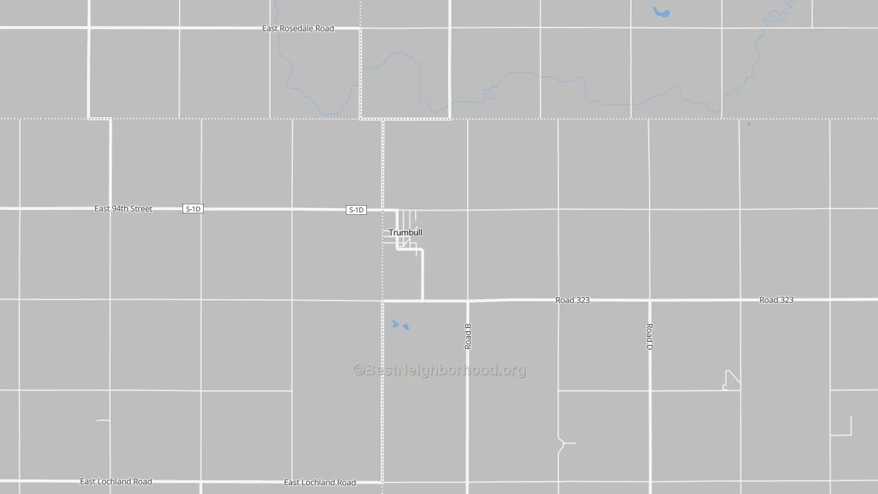 Walk Grade map of 68980, NE, walkable areas in green and car-dependent areas in red