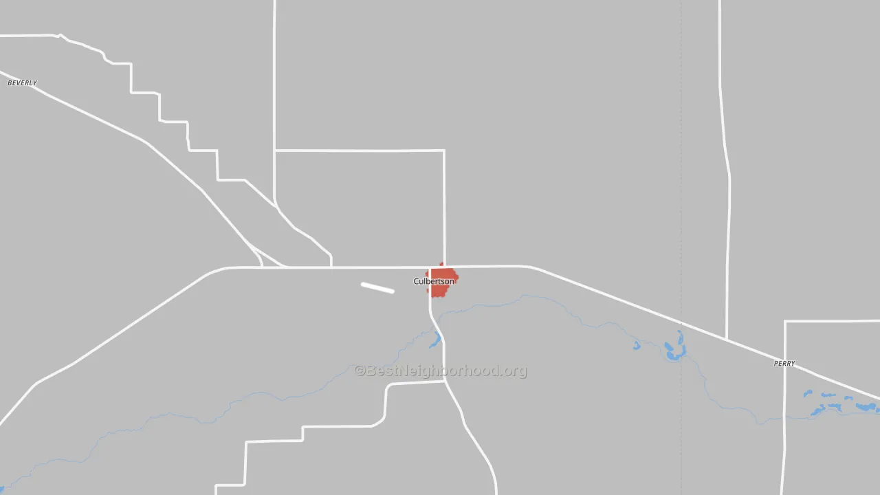 Walk Grade map of 69024, NE, walkable areas in green and car-dependent areas in red