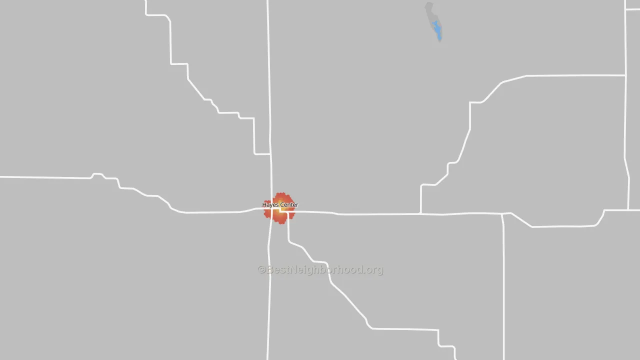 Walk Grade map of 69032, NE, walkable areas in green and car-dependent areas in red