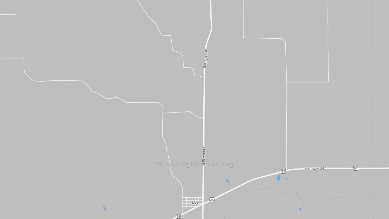 Walk Grade map of 69037, NE, walkable areas in green and car-dependent areas in red