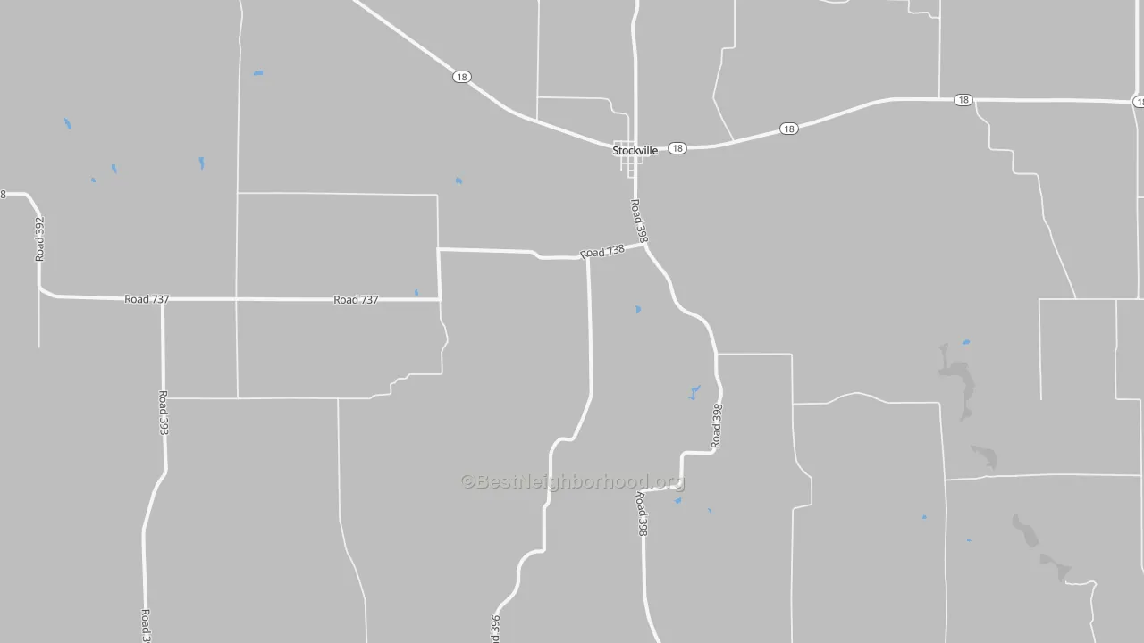 Walk Grade map of 69042, NE, walkable areas in green and car-dependent areas in red