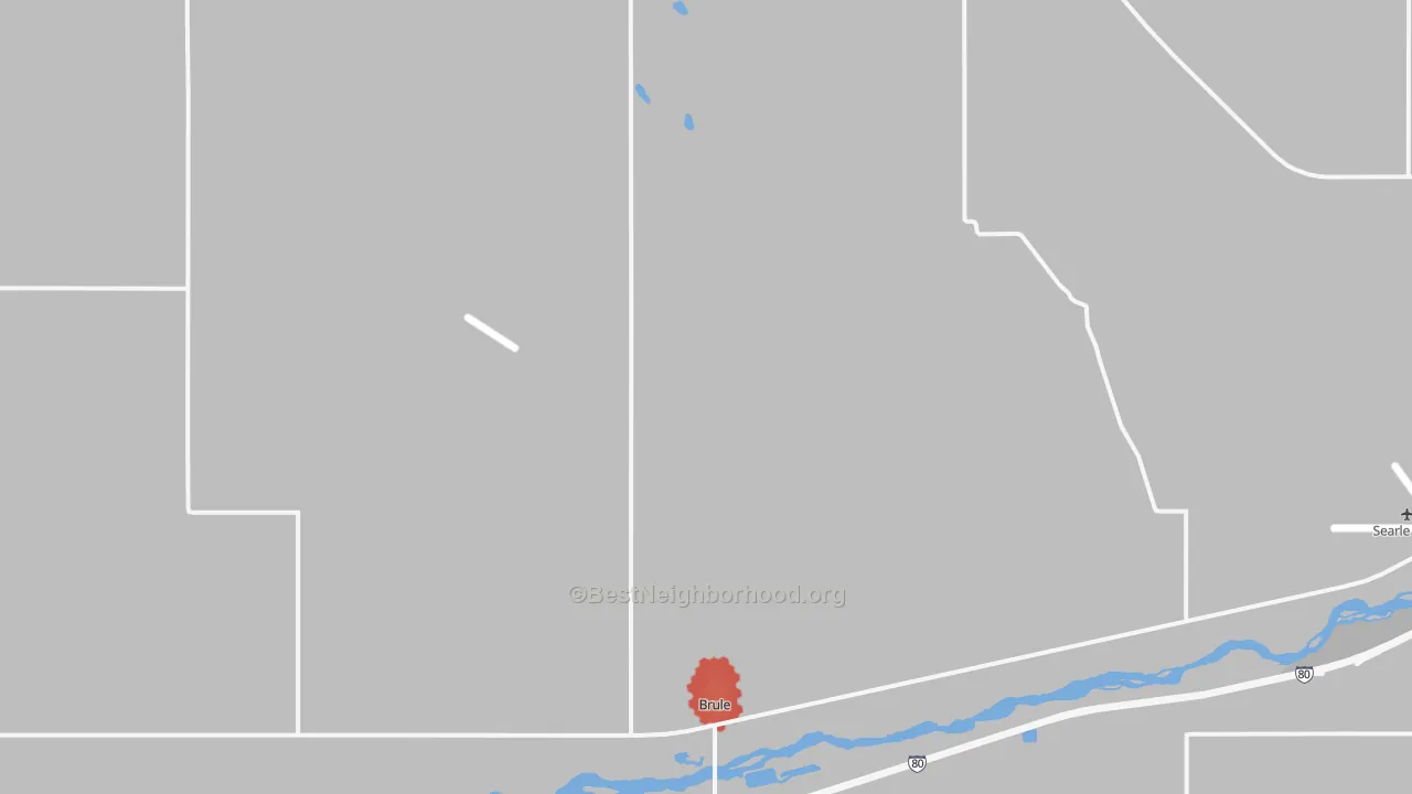 Walk Grade map of 69127, NE, walkable areas in green and car-dependent areas in red