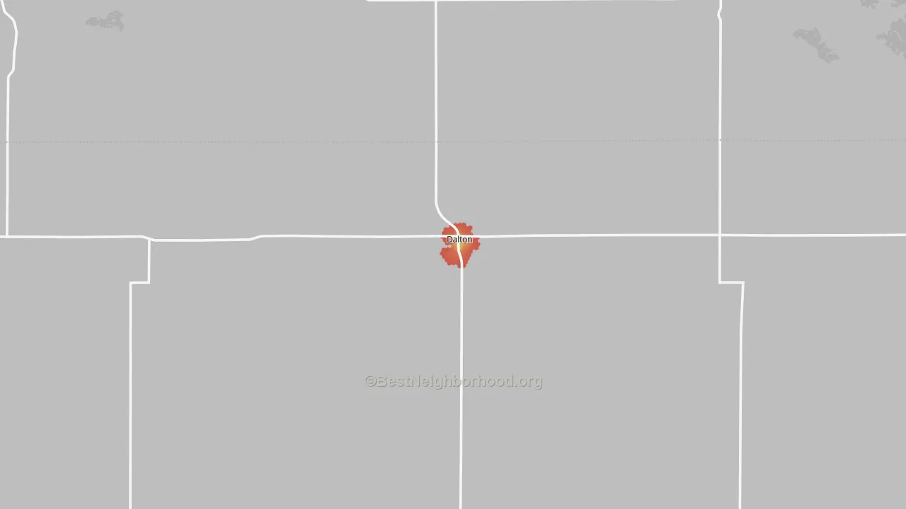 Walk Grade map of 69131, NE, walkable areas in green and car-dependent areas in red