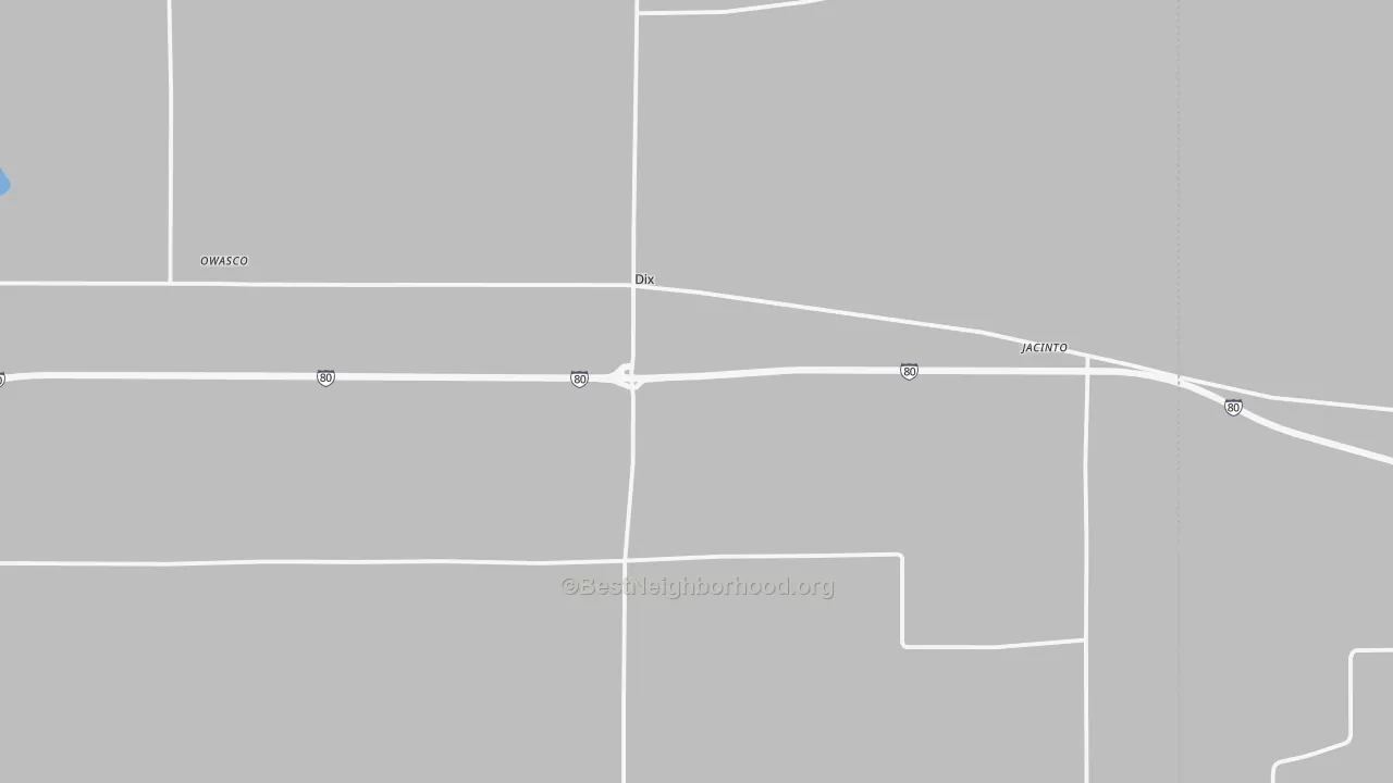Walk Grade map of 69133, NE, walkable areas in green and car-dependent areas in red
