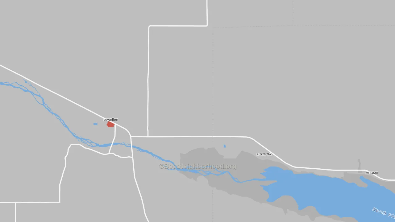 Walk Grade map of 69147, NE, walkable areas in green and car-dependent areas in red