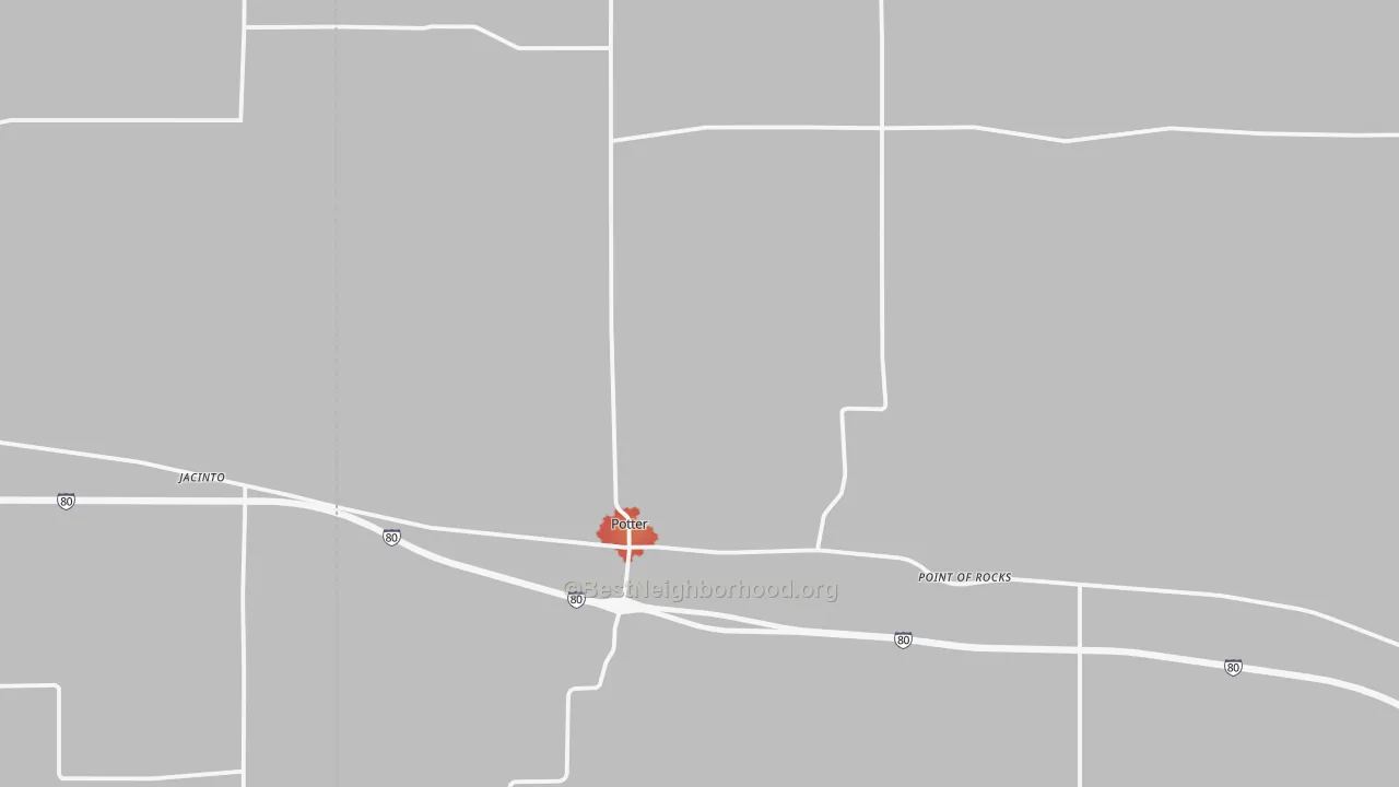 Walk Grade map of 69156, NE, walkable areas in green and car-dependent areas in red