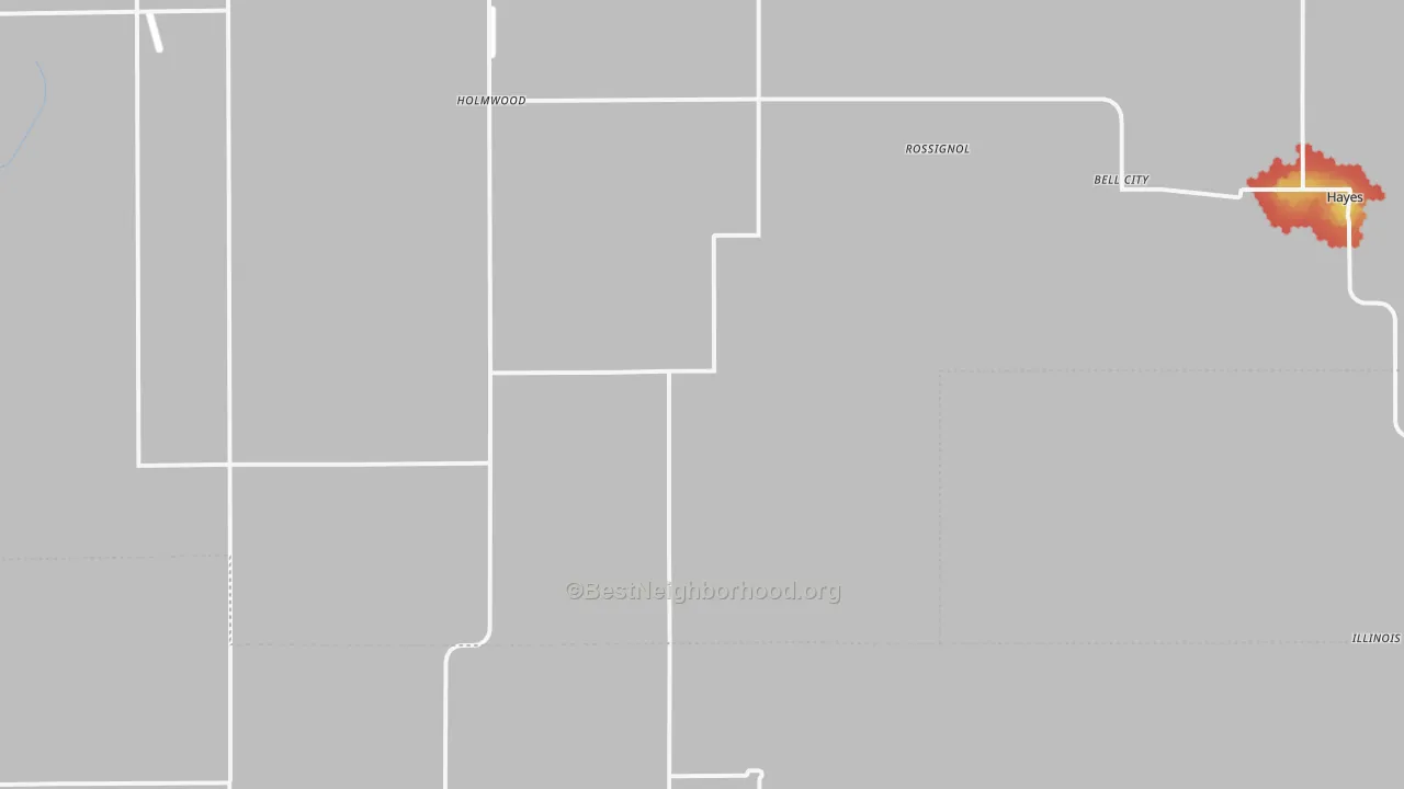 Walk Grade map of 70630, LA, walkable areas in green and car-dependent areas in red