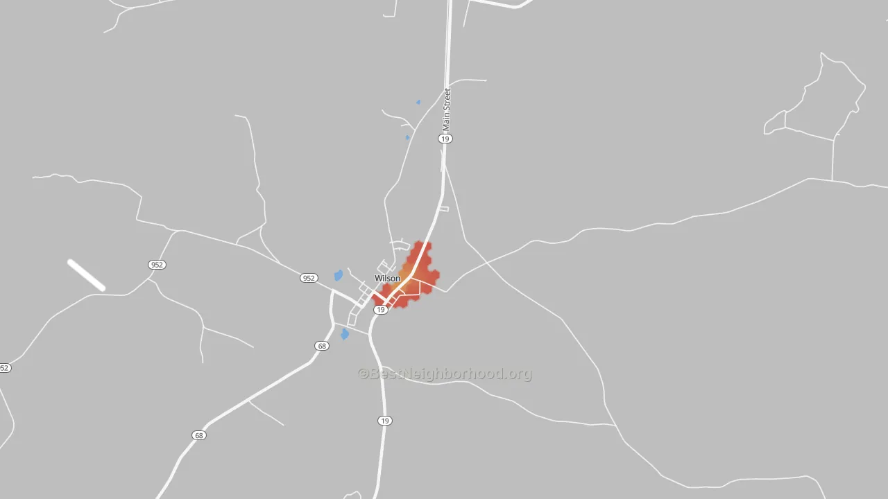 Walk Grade map of 70789, LA, walkable areas in green and car-dependent areas in red