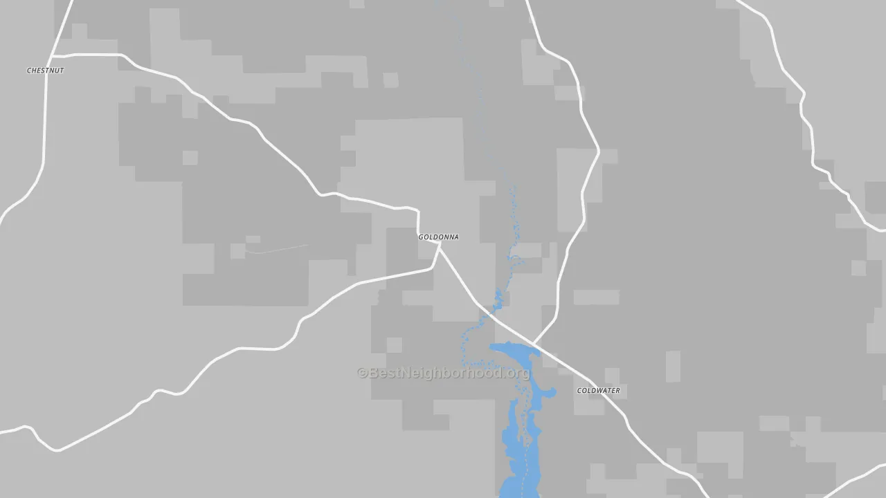 Walk Grade map of 71031, LA, walkable areas in green and car-dependent areas in red
