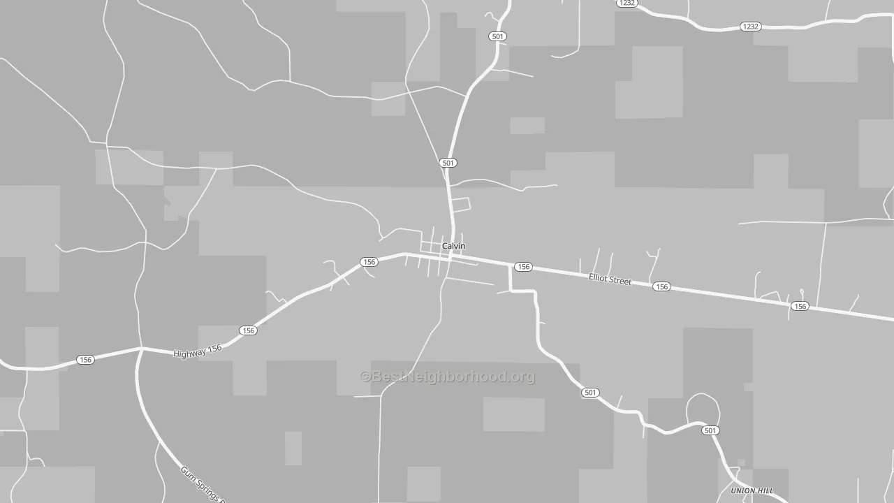 Walk Grade map of 71410, LA, walkable areas in green and car-dependent areas in red