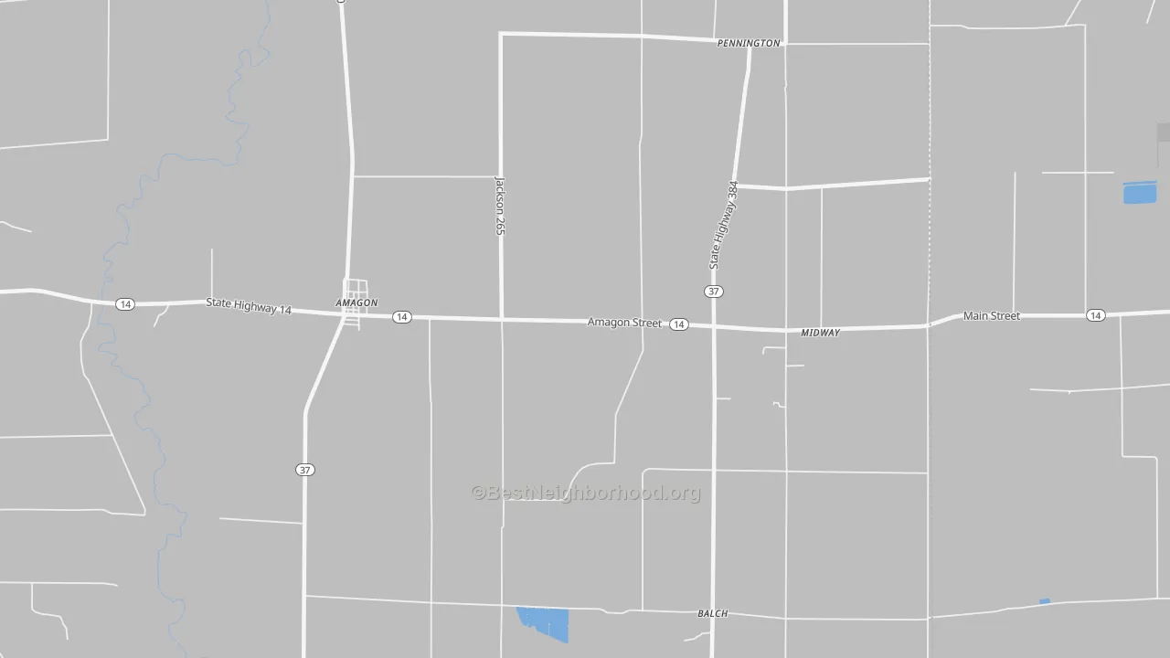 Walk Grade map of 72005, AR, walkable areas in green and car-dependent areas in red