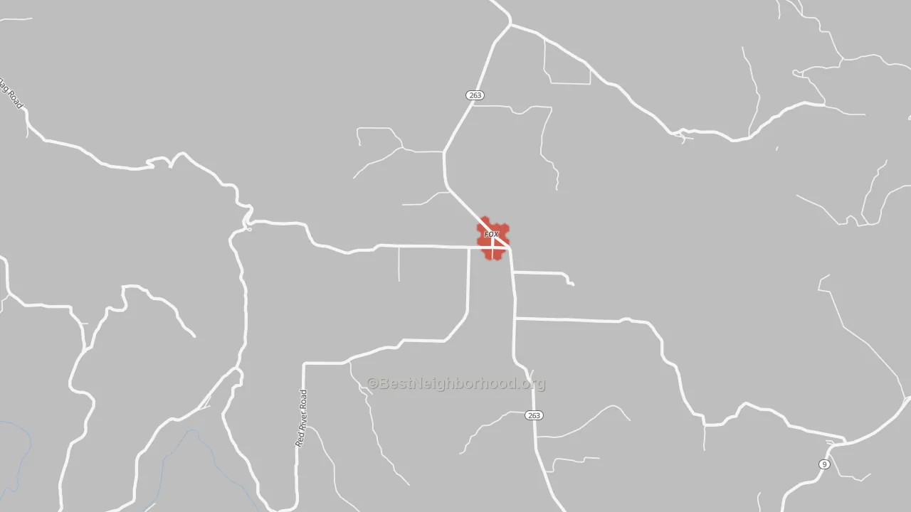 Walk Grade map of 72051, AR, walkable areas in green and car-dependent areas in red