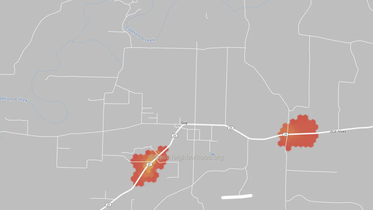 Walk Grade map of 72061, AR, walkable areas in green and car-dependent areas in red