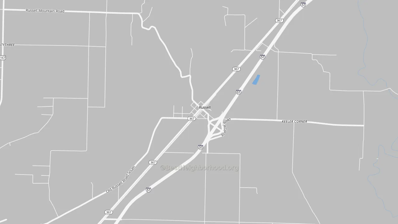 Walk Grade map of 72139, AR, walkable areas in green and car-dependent areas in red