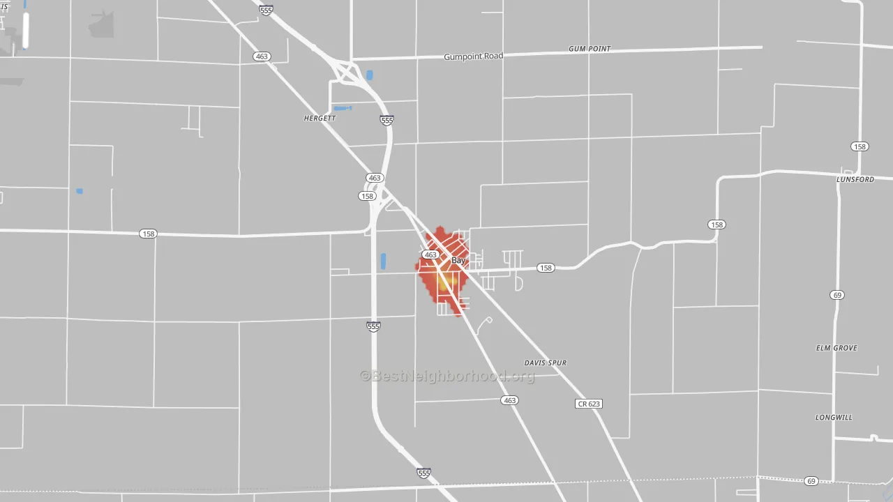 Walk Grade map of 72411, AR, walkable areas in green and car-dependent areas in red