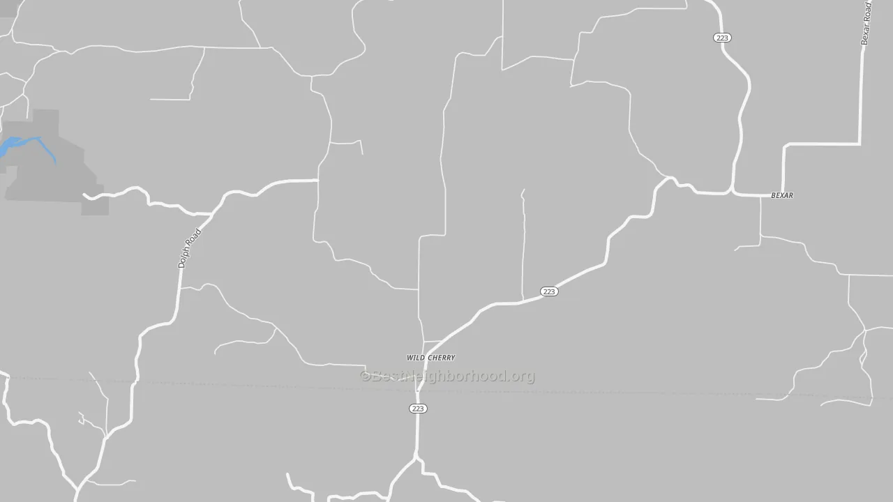 Walk Grade map of 72515, AR, walkable areas in green and car-dependent areas in red
