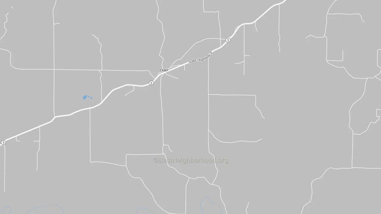 Walk Grade map of 72520, AR, walkable areas in green and car-dependent areas in red