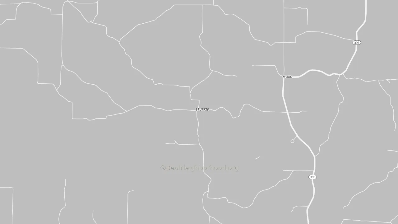 Walk Grade map of 72578, AR, walkable areas in green and car-dependent areas in red