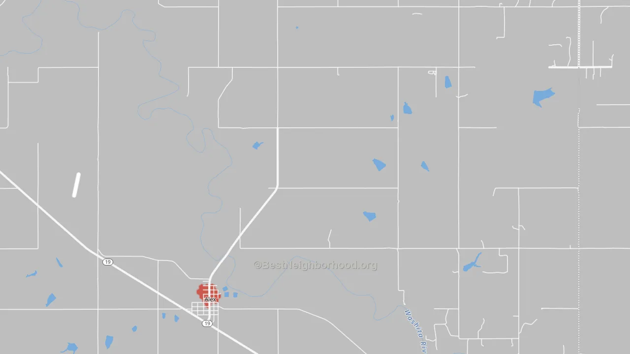 Walk Grade map of 73002, OK, walkable areas in green and car-dependent areas in red