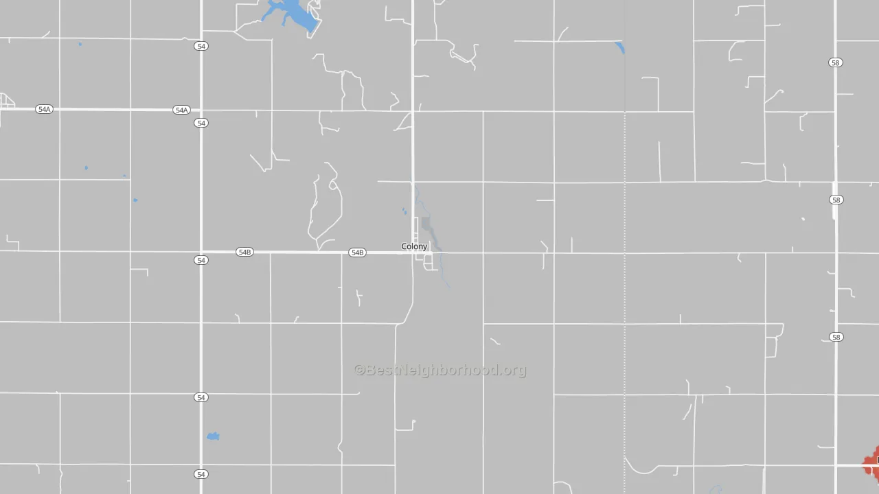 Walk Grade map of 73021, OK, walkable areas in green and car-dependent areas in red