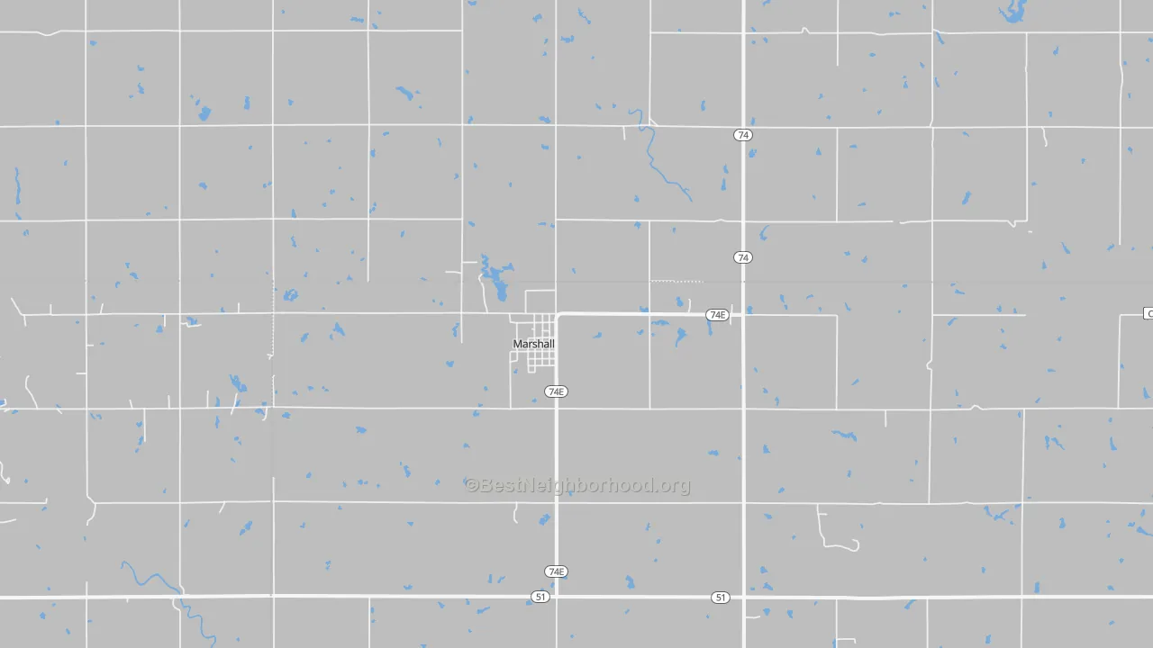 Walk Grade map of 73056, OK, walkable areas in green and car-dependent areas in red