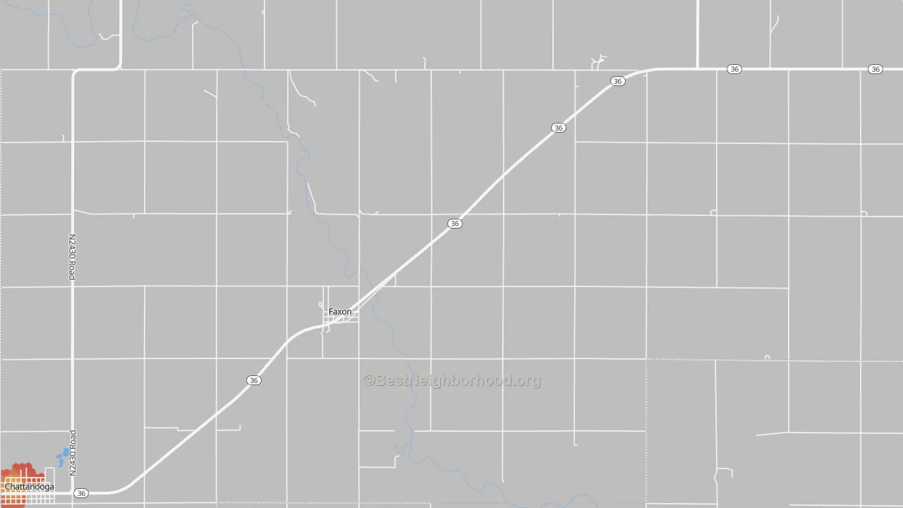 Walk Grade map of 73540, OK, walkable areas in green and car-dependent areas in red