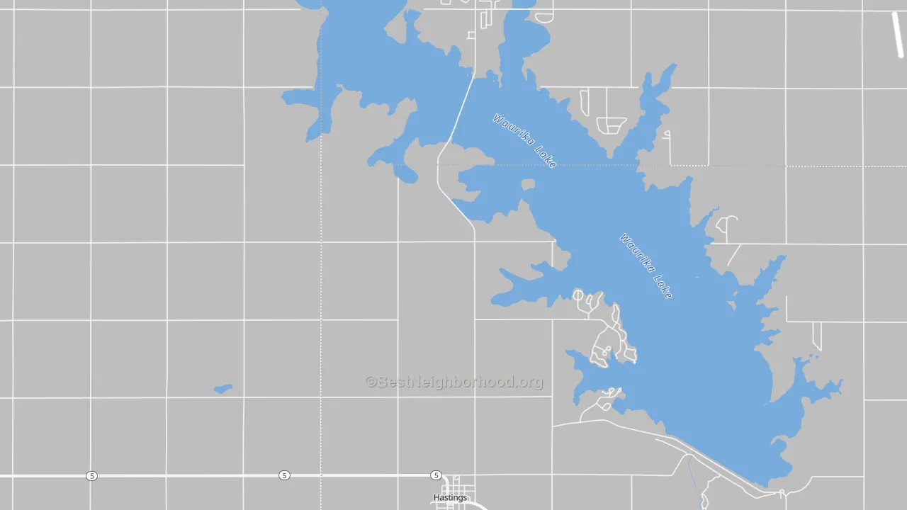 Walk Grade map of 73548, OK, walkable areas in green and car-dependent areas in red