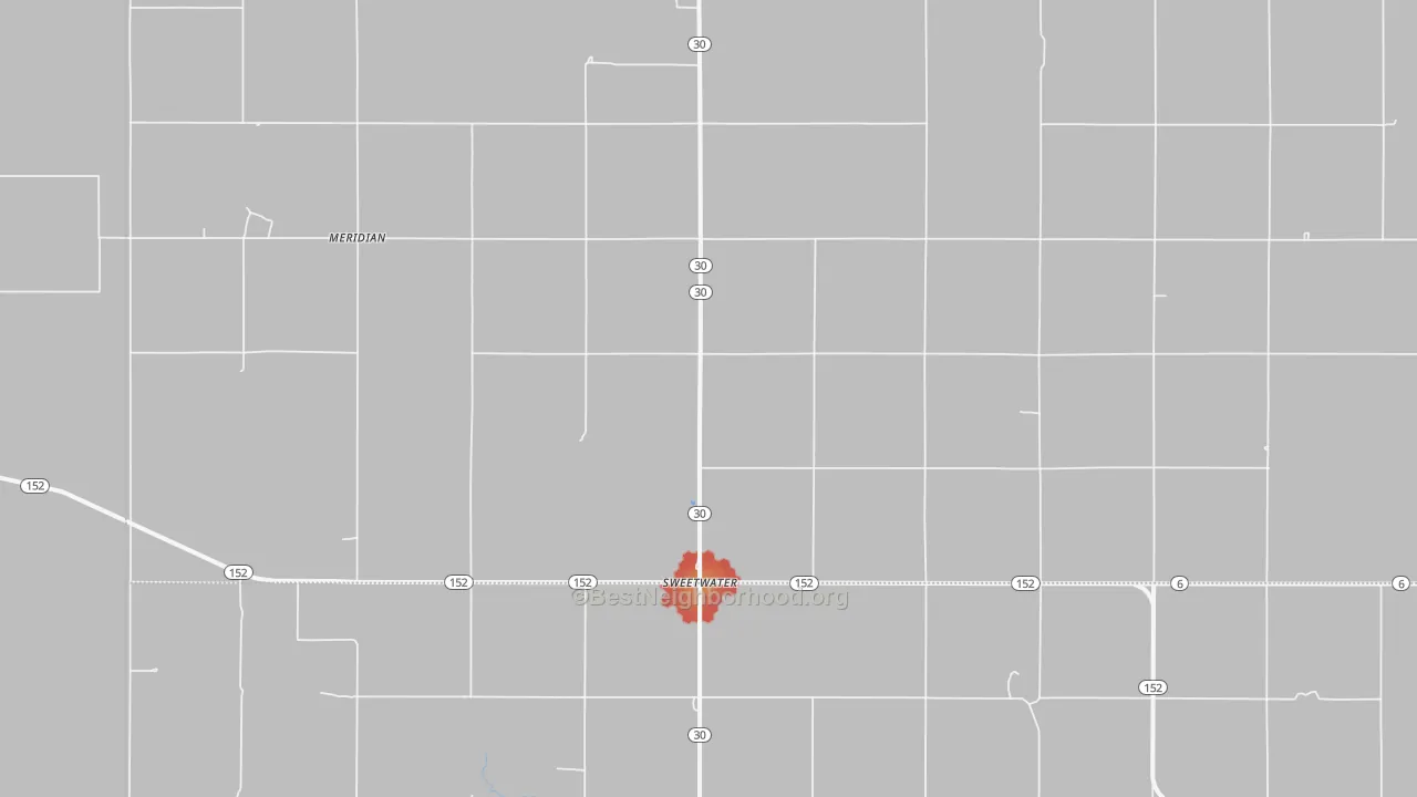 Walk Grade map of 73666, OK, walkable areas in green and car-dependent areas in red