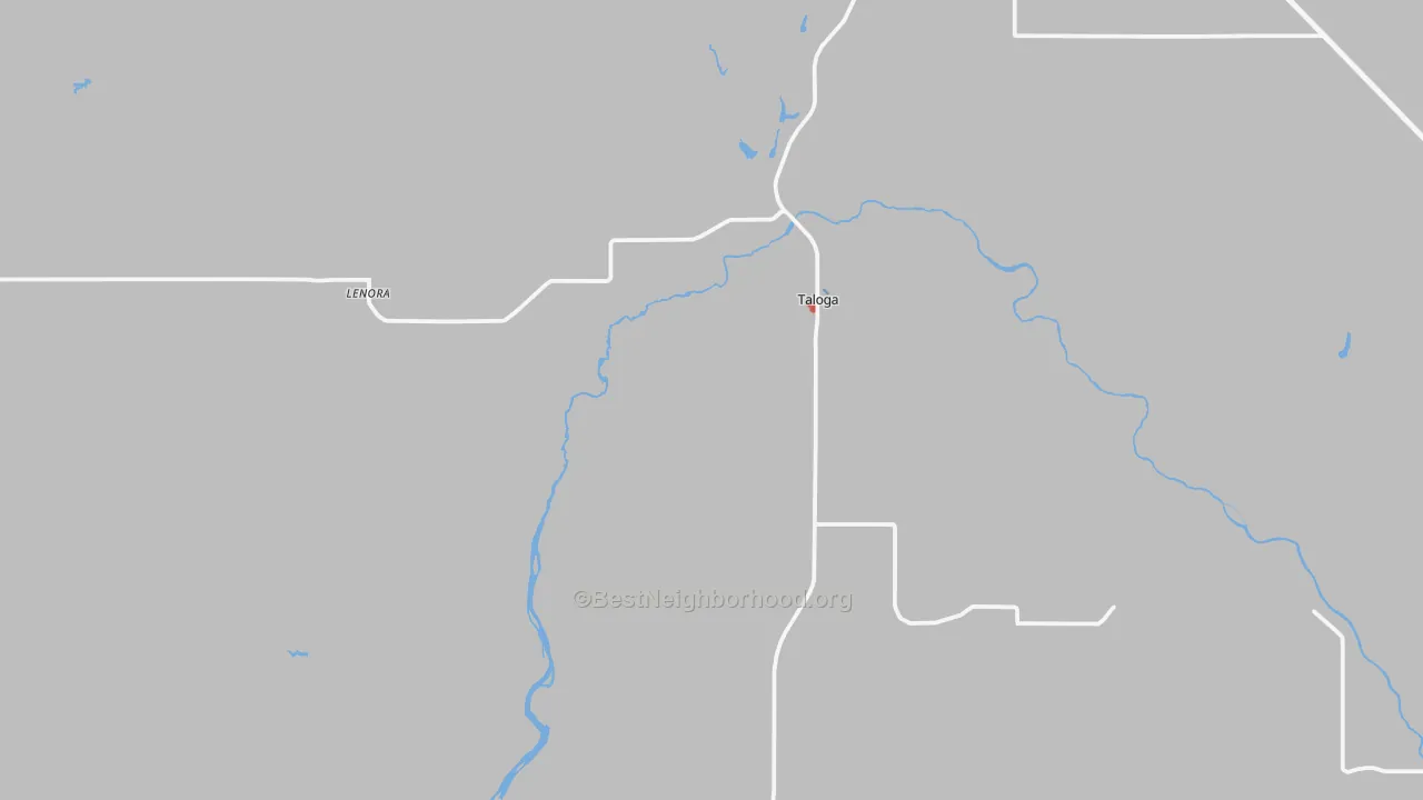 Walk Grade map of 73667, OK, walkable areas in green and car-dependent areas in red