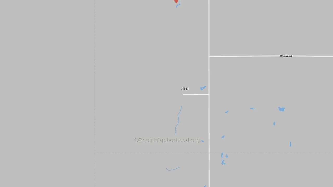 Walk Grade map of 73716, OK, walkable areas in green and car-dependent areas in red