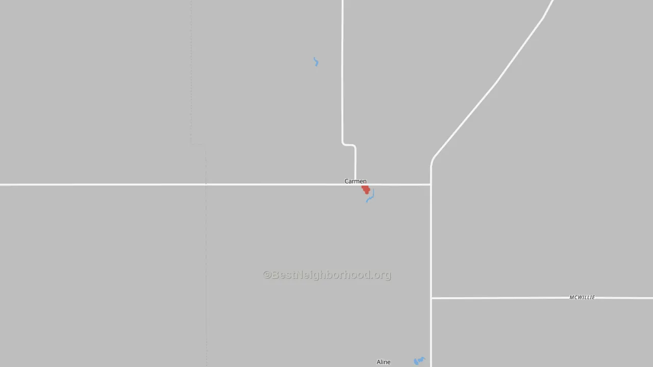 Walk Grade map of 73726, OK, walkable areas in green and car-dependent areas in red