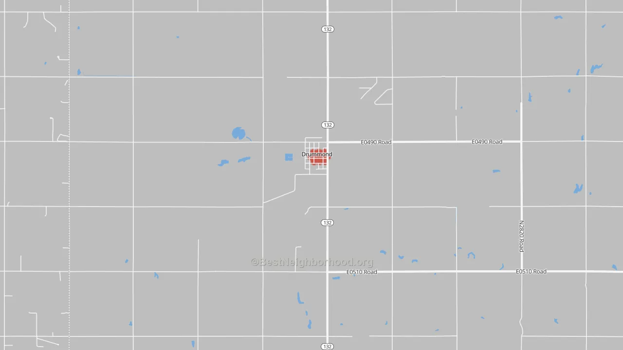 Walk Grade map of 73735, OK, walkable areas in green and car-dependent areas in red