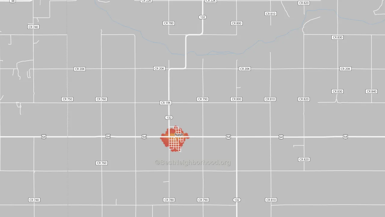 Walk Grade map of 73761, OK, walkable areas in green and car-dependent areas in red