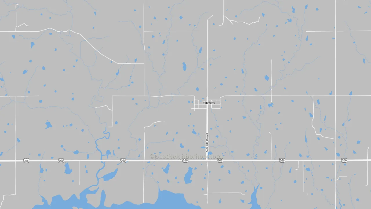 Walk Grade map of 74438, OK, walkable areas in green and car-dependent areas in red