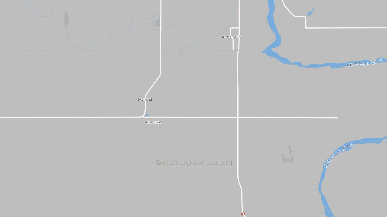Walk Grade map of 74644, OK, walkable areas in green and car-dependent areas in red