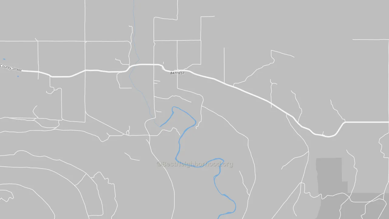 Walk Grade map of 74722, OK, walkable areas in green and car-dependent areas in red