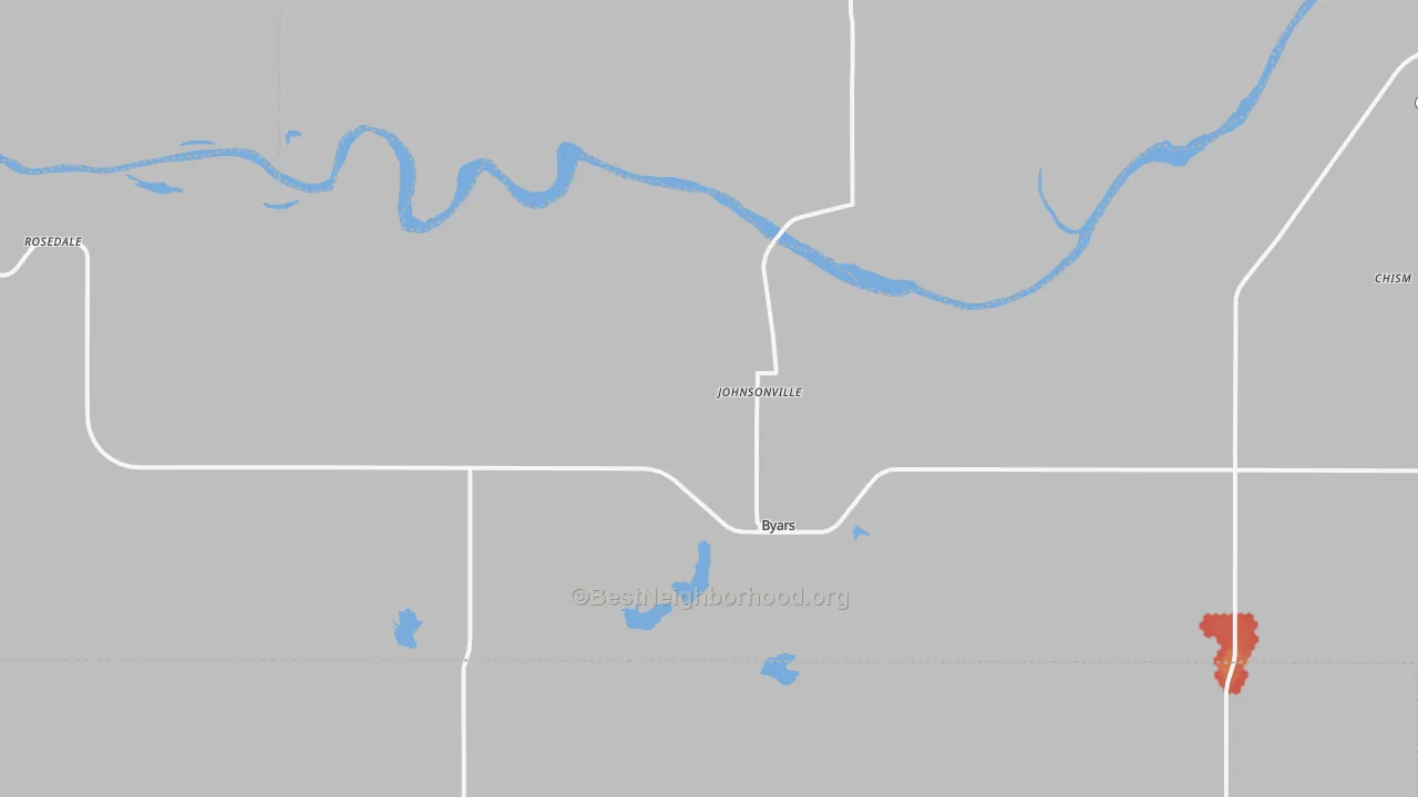 Walk Grade map of 74831, OK, walkable areas in green and car-dependent areas in red