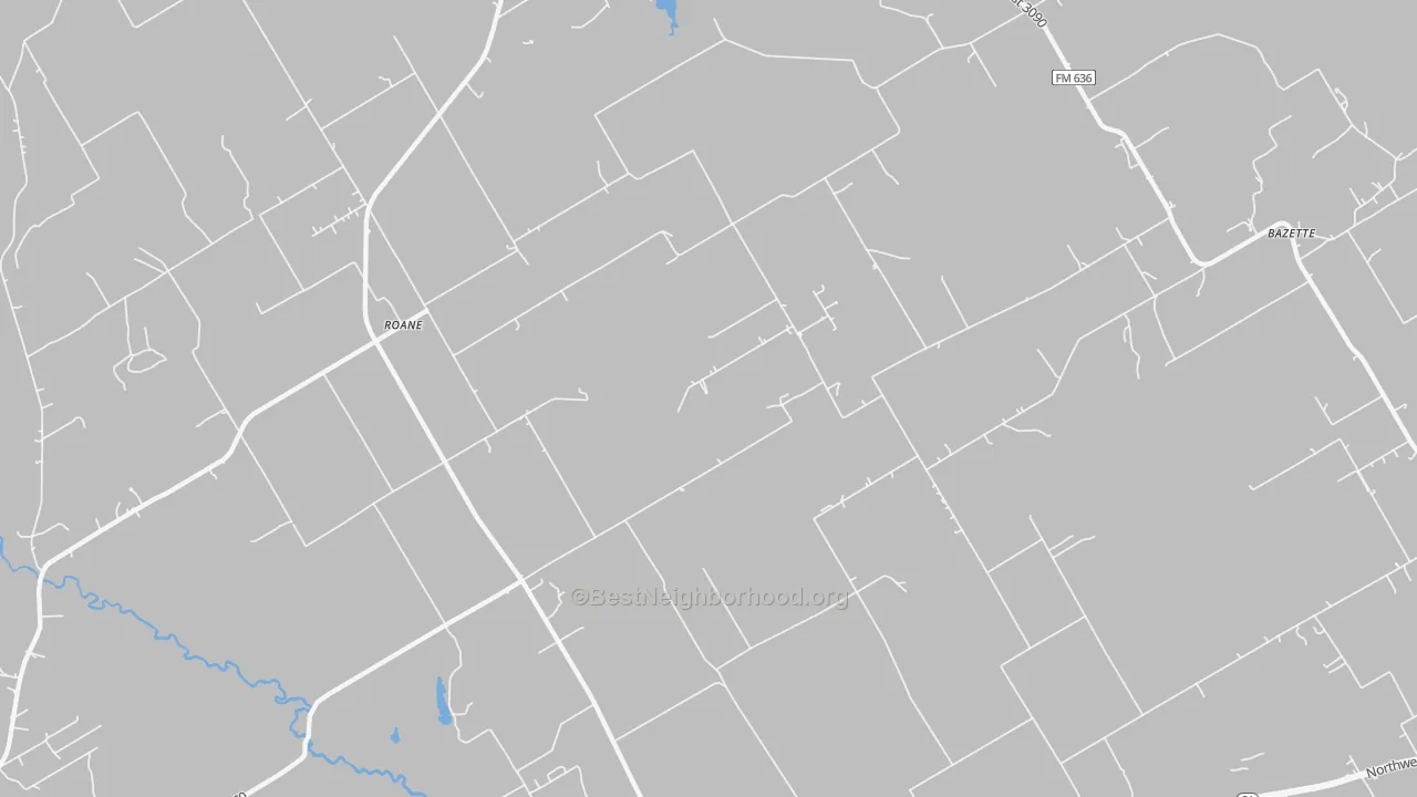 Walk Grade map of 75153, TX, walkable areas in green and car-dependent areas in red