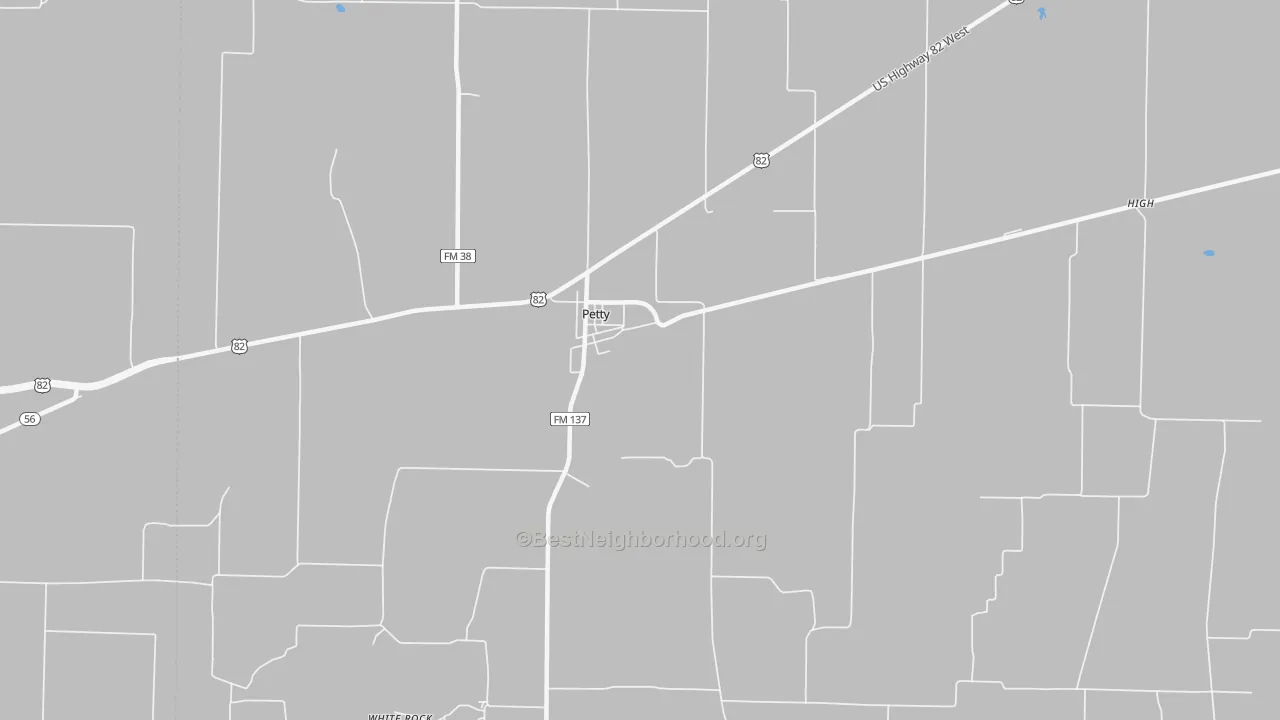 Walk Grade map of 75470, TX, walkable areas in green and car-dependent areas in red