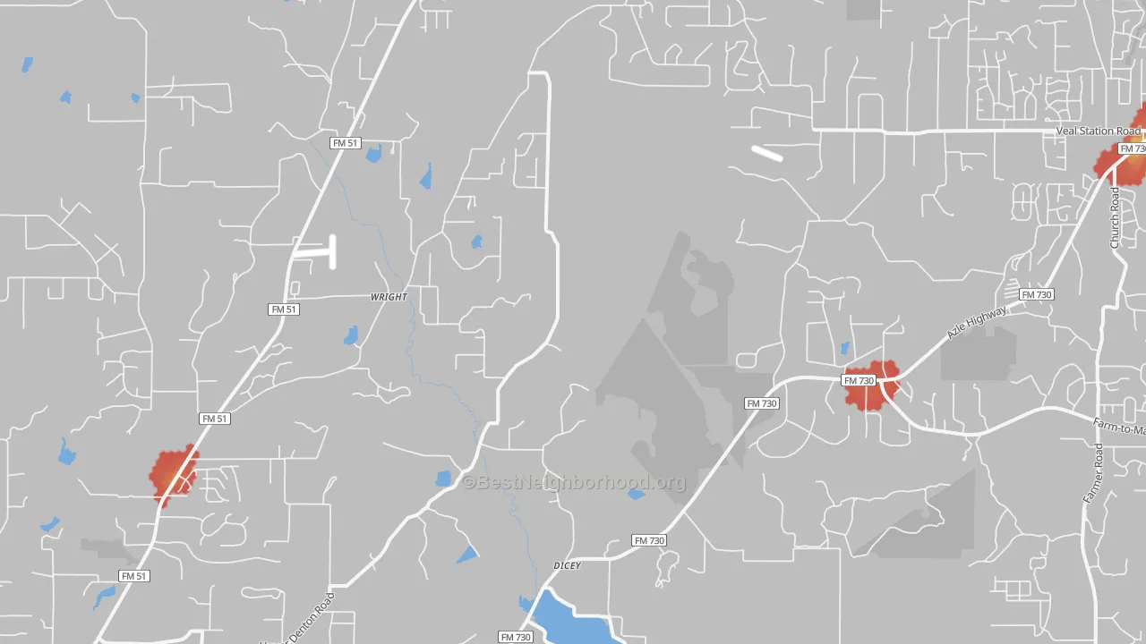 Walk Grade map of 76085, TX, walkable areas in green and car-dependent areas in red