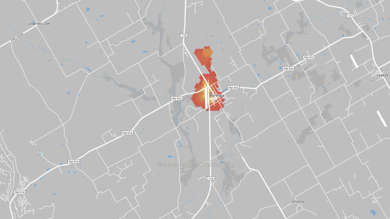 Walk Grade map of 76093, TX, walkable areas in green and car-dependent areas in red